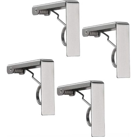 Sollbry 4 Pcs Pinces à Nappe Ensemble de Acier Inoxydable Nappe Clips Anti-Glissant, Fixe-Nappe à Ressort (1/5)