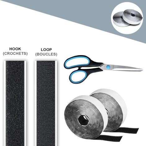 Wixovo 9m X 25mm Scratch Autocollant Double Face Extra Fort, Bande Agrippantes Adhésives, Bande Scratch Adhésif Pour Surfaces Lisses Et Tissus (blanc