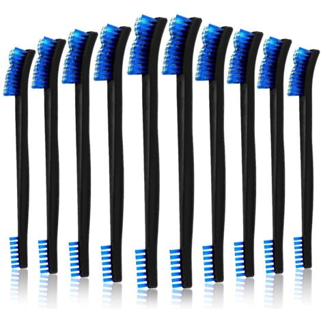 Sollbry 10 pièces Ensemble de brosses de Nettoyage à Double extrémité pour Pistolet Petites brosses à crevasses en Fil d'acier Inoxydable Mini Brosse de Nettoyage Tout Usage (Bleu) (1/5)