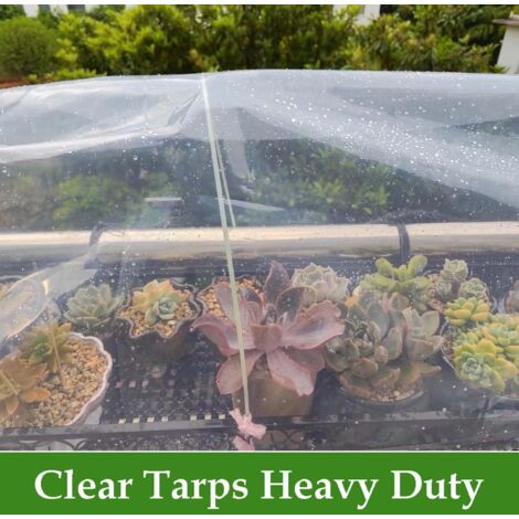 Bâche Transparente Imperméable Avec œillets, Bâche En Vinyle PVC Robuste, 4,6 X 7,2 M, Grande Et Petite Pour Terrasse, Clôture, Toits, Serre, Plantes, Poulailler