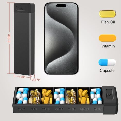 Boîte à Pilules En Plastique Portable, Boîte De Rangement De Médicaments, Séparation Des