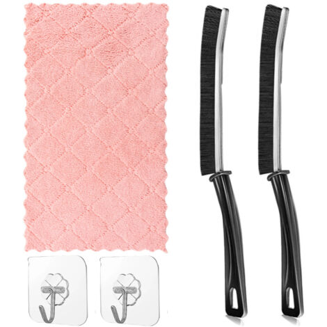 Sollbry Ensemble de 5 brosses de nettoyage de crevasses à poils durs, brosse de nettoyage des espaces, brosse à coulis pour cuisine, salle de bain, baignoires (1/5)