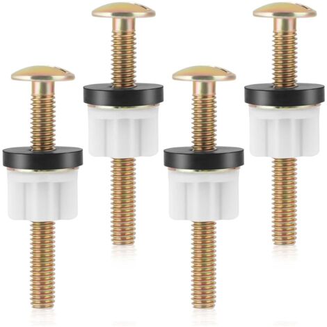 Sollbry Lot de 4 vis pour siège de toilette - Pièces de rechange pour siège de toilette - Vis universelles - Kit de fixation pour siège de toilette - Écrous et vis de rechange