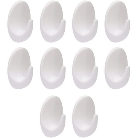 Sollbry Lot de 10 crochets muraux ovales en plastique multi-usage pour cuisine, salle de bain, bureau, placard (1/5)