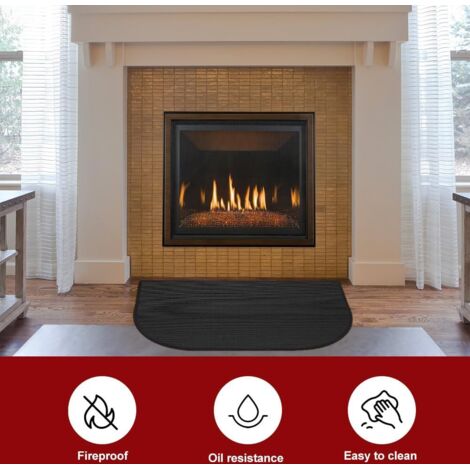Tapis de cheminée ignifuge 76 x 122 cm, tapis ignifuge semi-circulaire