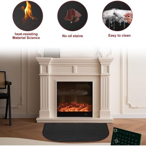 Tapis Ignifuge Pour Cheminée Et Barbecue - 50x80 Cm, Demi-rond, Fibre De Verre Silicone - Protection Sol Intérieur/extérieur