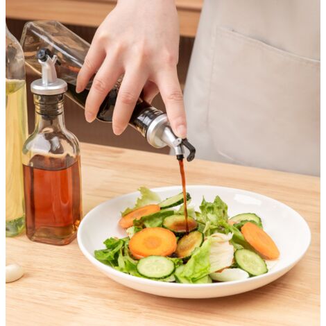 Lot De 4 Bouteilles Distributeur D'huile En Verre 500 Ml - Bec Verseur Automatique, Idéal Pour Huile D'olive, Vinaigre - 4