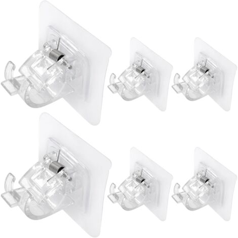 Sollbry – Support de tringle à rideau sans perçage – Lot de 6 supports autocollants transparents – Capacité 5 kg – Pour surfaces lisses