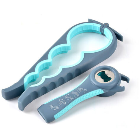 Sollbry Ouvre-bocal et ouvre-bouteille Ouvre-boîte multifonction Pinces à couvercle Ensemble pour main faible, personnes souffrant d'arthrite, personnes âgées, seniors, enfants, femmes (bleu) (1/4)
