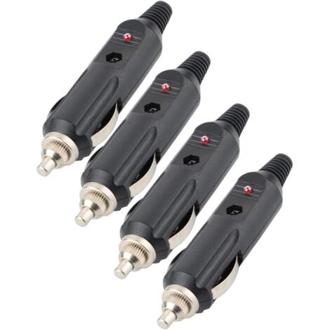 Sollbry Voiture Prise Mâle Allume-Cigare, 12V/24V Adaptateur avec lumières LED Prise mâle avec Fusible (4 pièces) (1/5)