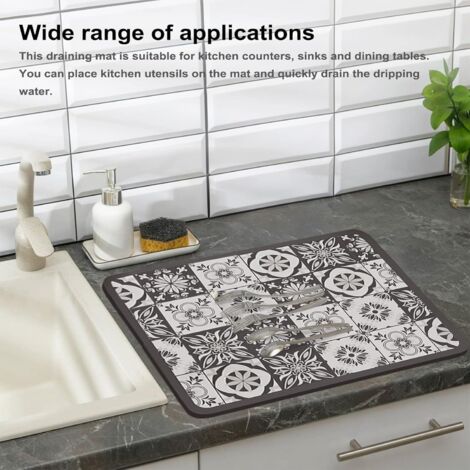 Tapis égouttoir Silicone 30x20 Cm - Absorbant, Antidérapant, Pour Vaisselle Ou Gamelle Animaux