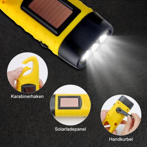 Lot De 2 Lampes De Poche Solaires à Manivelle LED - Rechargeables Urgence Extérieur Vert Armée