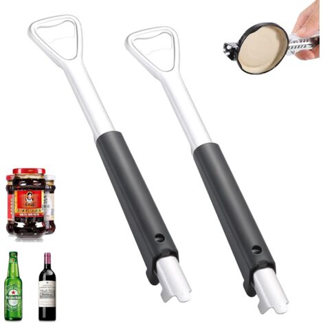Sollbry 2pcs Ouvre Bocal Sans Effort pour L'arthrite, 2 en 1 Stainless Steel Jar Opener, Multifunctional Ouvre Couvercle, Approprié Personnes Âgées avec Mains Faibles Souffrant D’arthrite (1/5)