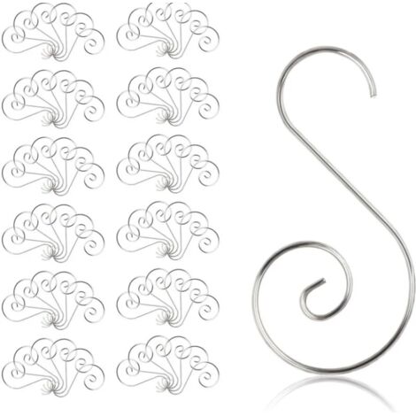 Sollbry 100 Pieces Crochet pour Boules Noël en Forme de S,Cintre de Suspension pour Arbre de Noël,Crochets d'Ornement de Boule De Noël,Crochets en Métal (1/4)
