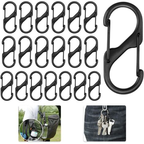 Lot De 30 Mousquetons En Aluminium - Forme S, Noir, 5mm - Pour Clés, Camping, Rangement