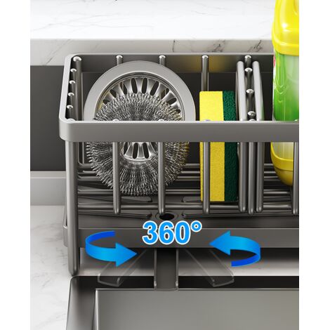 JJZGPP Lot De 2 Organisateurs D'Évier En Silicone Noir - 23x9.2x1.2 Cm - Pour Éponges, Savon, Produits Vaisselle (Cuisine/Salle De Bain)
