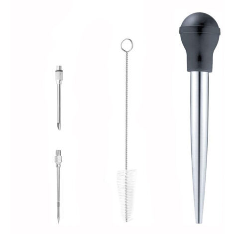 Sollbry Poires à Sauce en Acier Inoxydable 304 et Caoutchouc, Poire à Jus Pipette Cuisine Aiguille d'Injection avec Brosse de Nettoyage pour Cuisson BBQ (1/5)