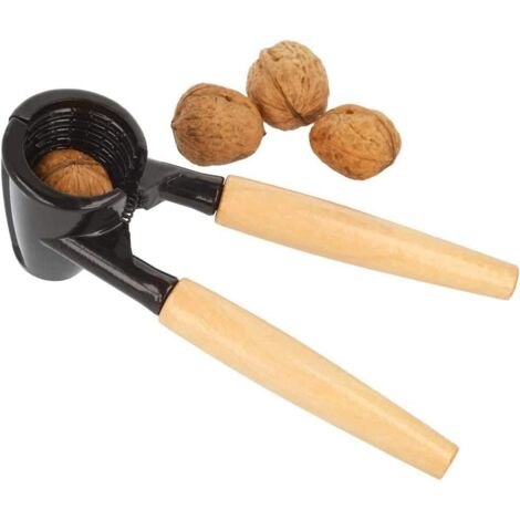 Sollbry Casse-Noix avec Manches en Bois en Marron Métal, Pince Casse Noisette Ouvre-Bouteille, Noyer Clip Noix Pince écrou Décapsuleur Noyer Métallique pour Noix, Noisettes, Amandes, Noix du Brésil (1/5)