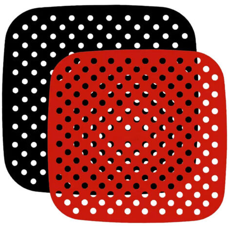 Sollbry Tampon de Friteuse en silicone à Air Réutilisables Tapis pour Friteuse Faciles à nettoyer Tapis pour Friteuse Tapis de Panier de Friteuse à Air en Silicone Antiadhésif Rouge et Noir, 7,5 Pouce (1/5)