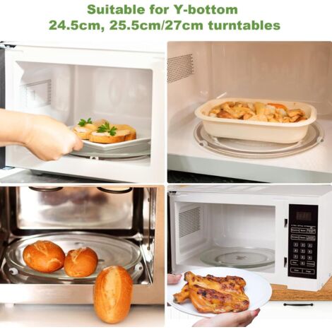 Plateau Tournant Verre Micro-ondes 24,5 Cm – Universel, Robuste, Antidérapant, Compatible 20-23 L
