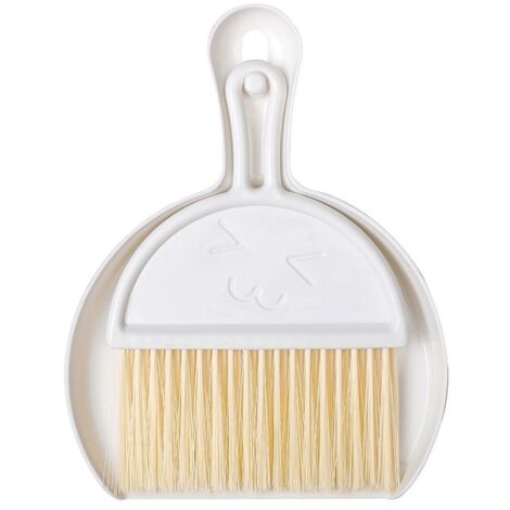 Sollbry Mini Pelle et Balayette, Mini Balayette de Table Multifonction, Balai Pelle Balayette et Pelle Design, Balai et Pelle Ensemble en Plastique pour Ramasse Poussière (blanc)