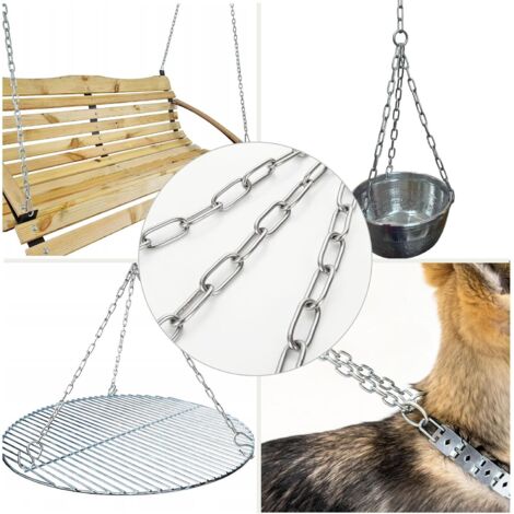 Chaîne Clôture Garage Chaîne En Acier Inoxydable 304 JMIATRY - 6m Longueur, Maillons 6mm | Pour Balançoires, Clôtures, Portes | Noire Galvanisée Chaîne Balançoire Résistante