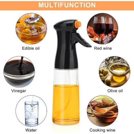 Spray à Huile De Cuisine En Verre Opaque 200 Ml - Design Anti-fuite 360°, Avec Pinceau - Pour Friteuse à Air, Salades, Barbecue