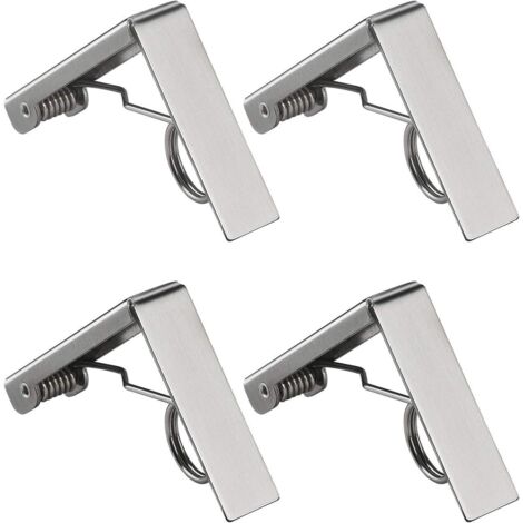 Sollbry 4 Pcs Pince pour Nappe, Clip Nappe de Table en Acier Inoxydable Fixe-Nappe à Ressort pour Restaurant Fêtes Pique-Nique (1/5)