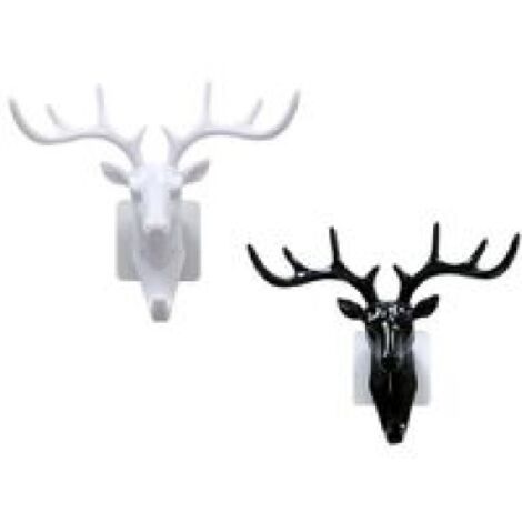Sollbry Lot de 2 crochets muraux simples en forme de tête de cerf, crochet pour manteau et chapeau, robuste, rustique, décoratif, cadeau (cerf) (1/3)