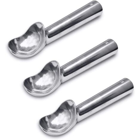 Sollbry Lot de 3 cuillères à glace en Acier inoxydable de , poignée conductrice de chaleur, antiadhésive et facile à utiliser, design simple en aluminium monobloc facile à démouler (1/5)