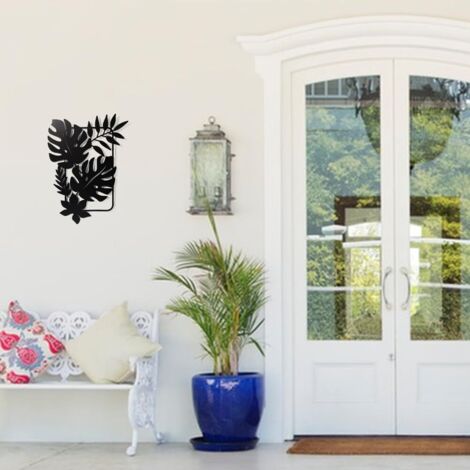 Nbeads Décoration Murale Métal Oiseau Sur Branche Noir 29.4x11.4 Cm – Art Minimaliste Moderne Intérieur Extérieur