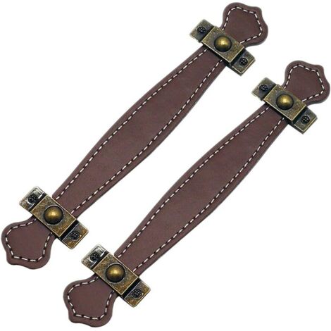 Sollbry 2pcs Poignées de Tiroir en Cuir Poignée de Valise Vintage Poignée pour Meuble Armoire avec Vis- Marron(128mm) (1/5)