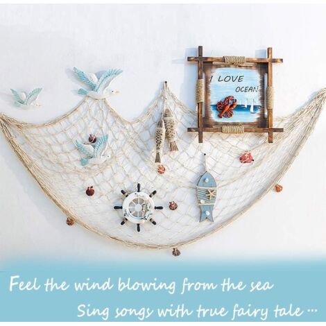2 Filets Décoratifs Mur 100x100 Cm - Bleu Et Jaune Clair, Nylon, Plage, Maison, Mariage, Rangement