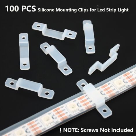 Aroidful Fixation LED Ruban 10mm, 100pcs Attache Clips De Ruban LED, Support De Fixation LED