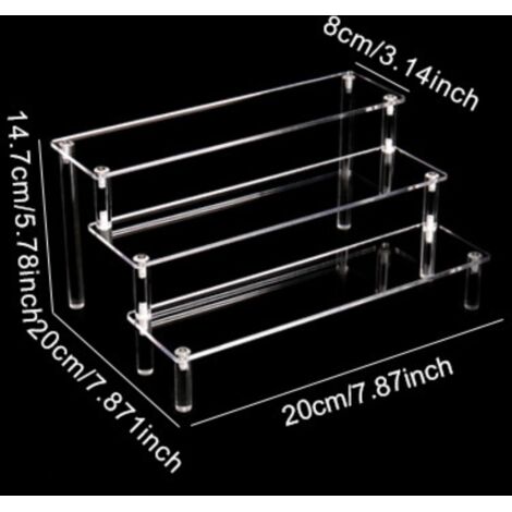 Présentoir Escalier En Acrylique Transparent 25x25x15 Cm - Support Multicouches Pour Bijoux, Figurines, Parfums - 9
