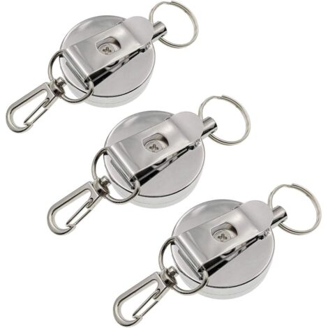 Lntyq 3 Pièces Mousqueton Avec Enrouleur, Câble En Acier De 60 Cm Porte Clef Ceinture Retractable 85656839