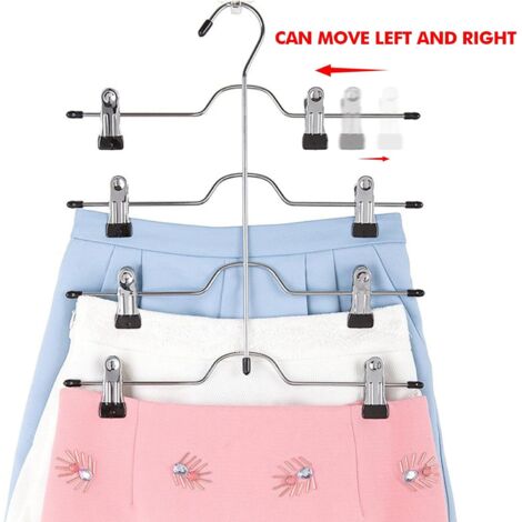 Cintre Pantalon Gain De Place 6 Niveaux Acier Inoxydable - Porte-Pantalons Avec Pinces Antiglisse