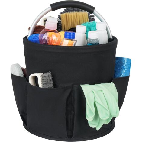 Sollbry Panier de nettoyage avec poignée,organiseur de nettoyage multi-poches,grand sac de nettoyage,facile à nettoyer et à transporter,organisateur de produits de nettoyage