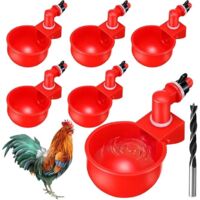 Sollbry Gobelets à Eau de Poulet, Breuvoir de Poulet, Abreuvoir Poules Automatique, Abreuvoirs Automatiques Kit Abreuvoir Poules Abreuvoir Poule, 6 Pièce DIY Abreuvoir Poules Volaille Automatique Abre