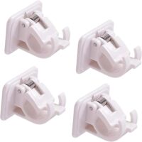 4Pcs Support de Tringle à Rideau Auto-Adhésif,Support Rideau Sans Percage,Attache Tringle Rideau Sans Percage,Attache Rideau Sans Percage pour Support Sans Perçage,ou Barres de Porte-Serviette