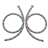 Sollbry 2 Pièces Raccordement de Flexible Robinet G3/8 x M10 60cm, Tuyau Flexible de Connecteur de Robinet en Acier Inoxydable Tuyau de Raccordement Flexible pour Cuisine Douchette Evier (Rouge et Ble