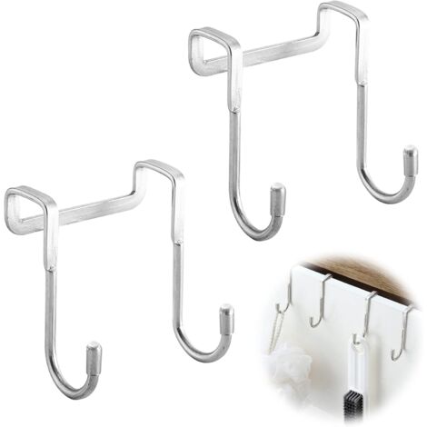 BEBUSINGOTO 2 Pièces Crochet de porte de douche,crochets de porte,Accroche Torchon,Patere Salle de Bain,Crochet Mural Adhesif,Accroche Torchon Cuisine,Auto-Adhes (1/5)
