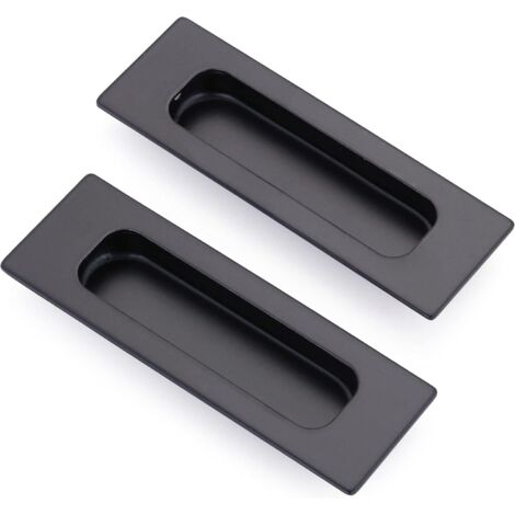 BEBUSINGOTO Lot de 2 poignées rectangulaires encastrées pour porte coulissante 12 x 4 x 1,2 cm en acier inoxydable noir mat (1/5)