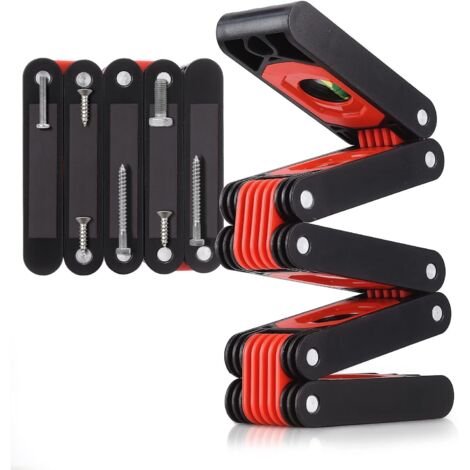 BEBUSINGOTO Niveau à bulle pliable, multifonction magnétique, niveau à bulle facile à lire, escalier à bulles, tube d'angle, mesure multi-angle, outils de tr (1/5)