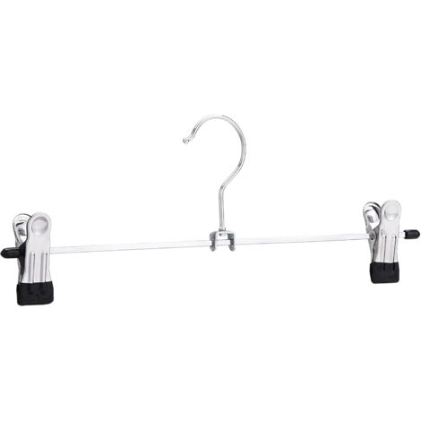 BEBUSINGOTO Cintres à pinces en métal pour pantalons et jupes, lot de 10, Chromé (1/4)