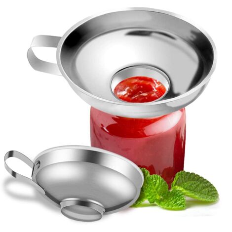 BEBUSINGOTO Entonnoir Cuisine Inox, Inoxydable Acier Entonnoir Large Ouverture En Métal Avec Poignée Pour Transfert Huile Liquide Confiture Alimentaire, Funnel (1/5)