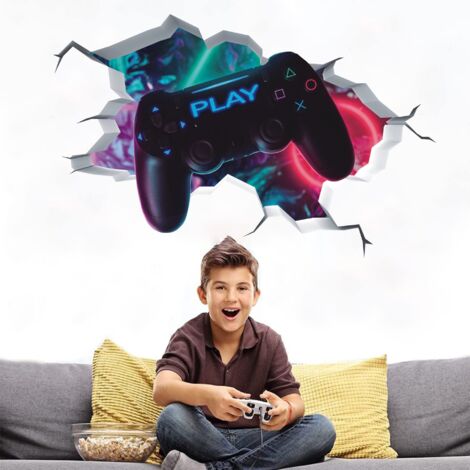 BEBUSINGOTO Autocollants Muraux Gamer 3D,Gamer Poster Murale Décoration,ADIY Sticker Gamer 5032cm (1/4)