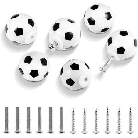 BEBUSINGOTO Boutons de tiroir de football 6 pièces, boutons décoratifs de meubles, poignées de commode pour les enfants et les amateurs de sport (1/5)