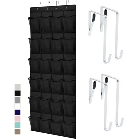 BEBUSINGOTO Organiseur de chaussures à suspendre sur la porte, 24 grandes poches en maille respirante, support de rangement suspendu peu encombrant, support de placard pouvant supporter jusqu'à 40 lb (1/5)