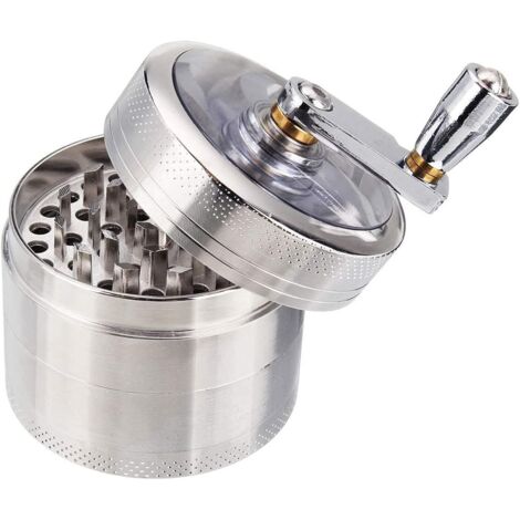 BEBUSINGOTO Grinder en Zinc,Moulin à épice 55mm en 4 Pièces Broyeur avec Tamis et Grattoir Grinder pour les Piment/ Thé/Poivre,Broyeur à fumée en alliage de zinc à quatre couches de diamètre 55 mm (1/5)